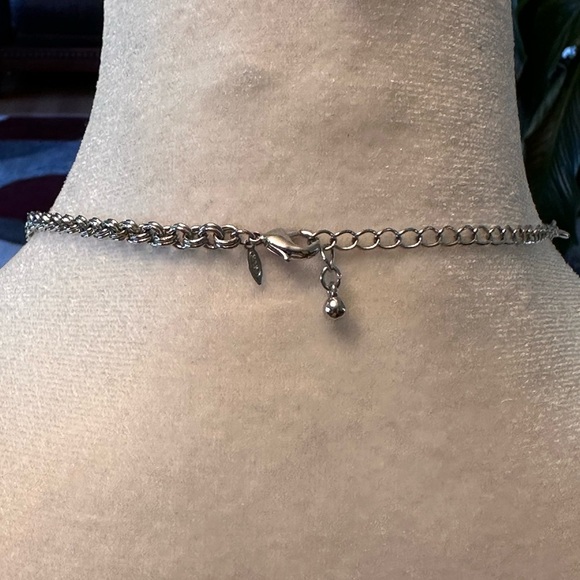 AVON Signed Silver Plated 2 Layer Rhinestone Choker 18" + 3" Extender Clear Bead - Picture 3 of 12